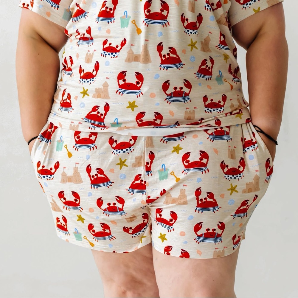 Little Sleepies Women's Pajama Shorts Beach Buddies crabs size small